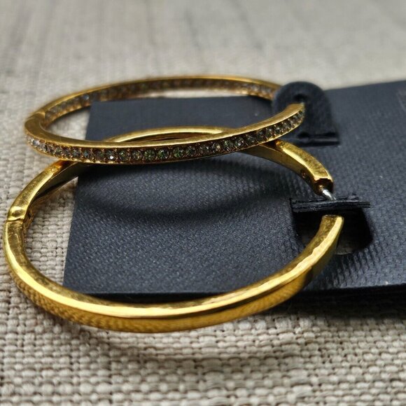 Nordstrom Women Earrings Hoop Round Crystal Accent Gold Tone Fashion Jewelry - Picture 8 of 12